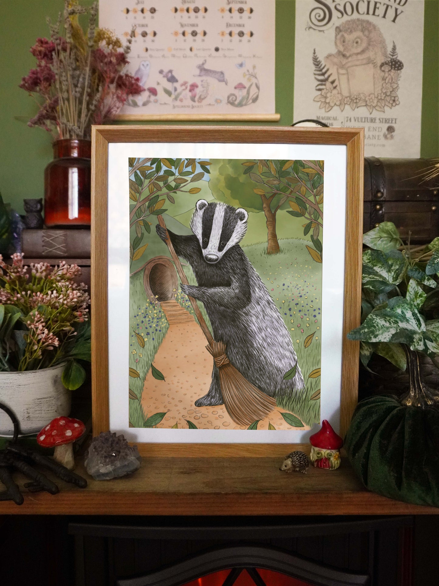 Spring Cleaning Badger Print