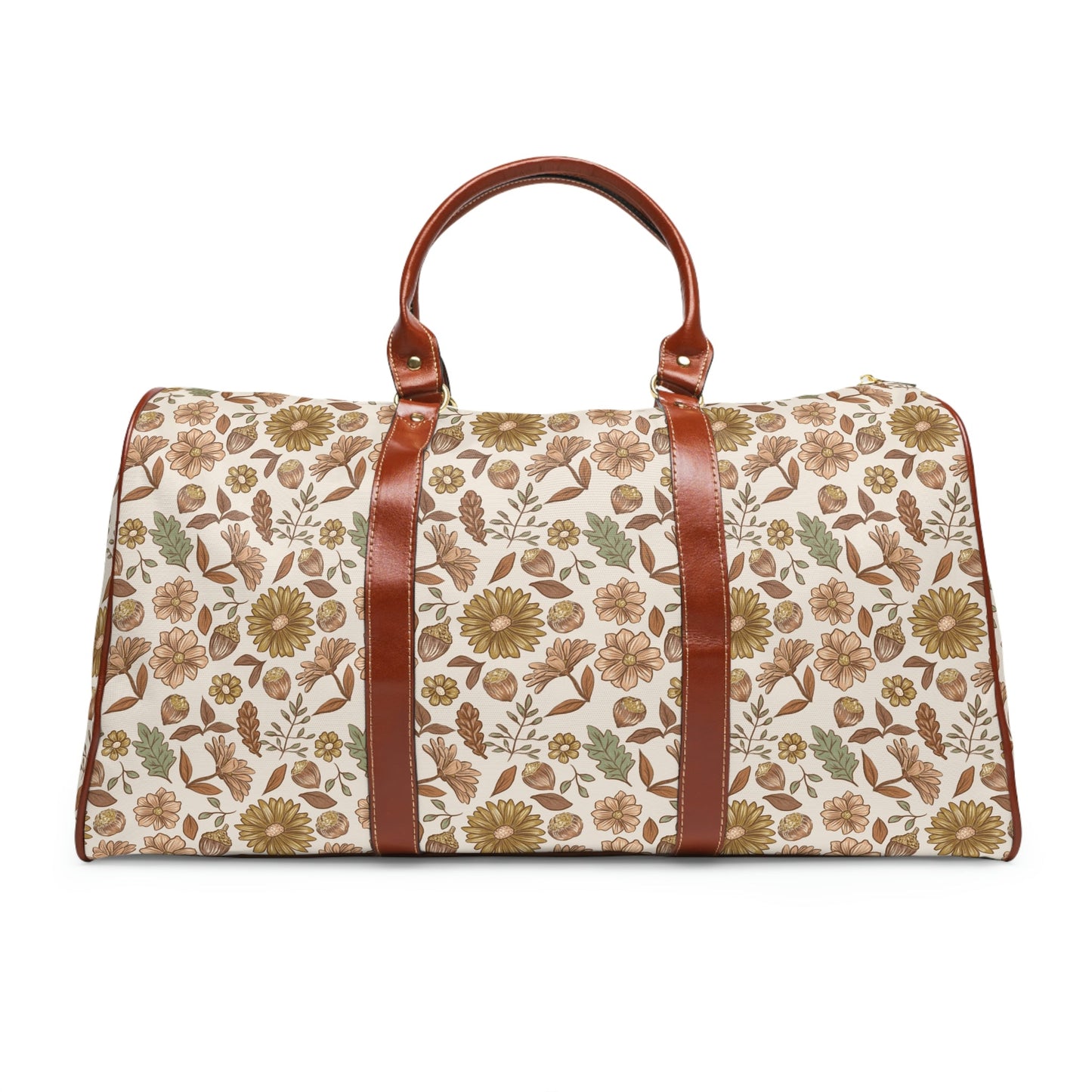Acorn leaves - Wheat Background Waterproof Travel Bag