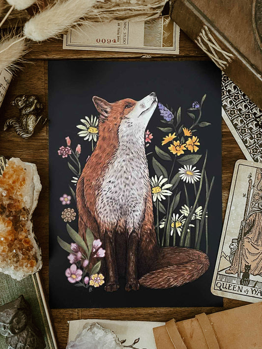 Moonlight Forest Fox Print