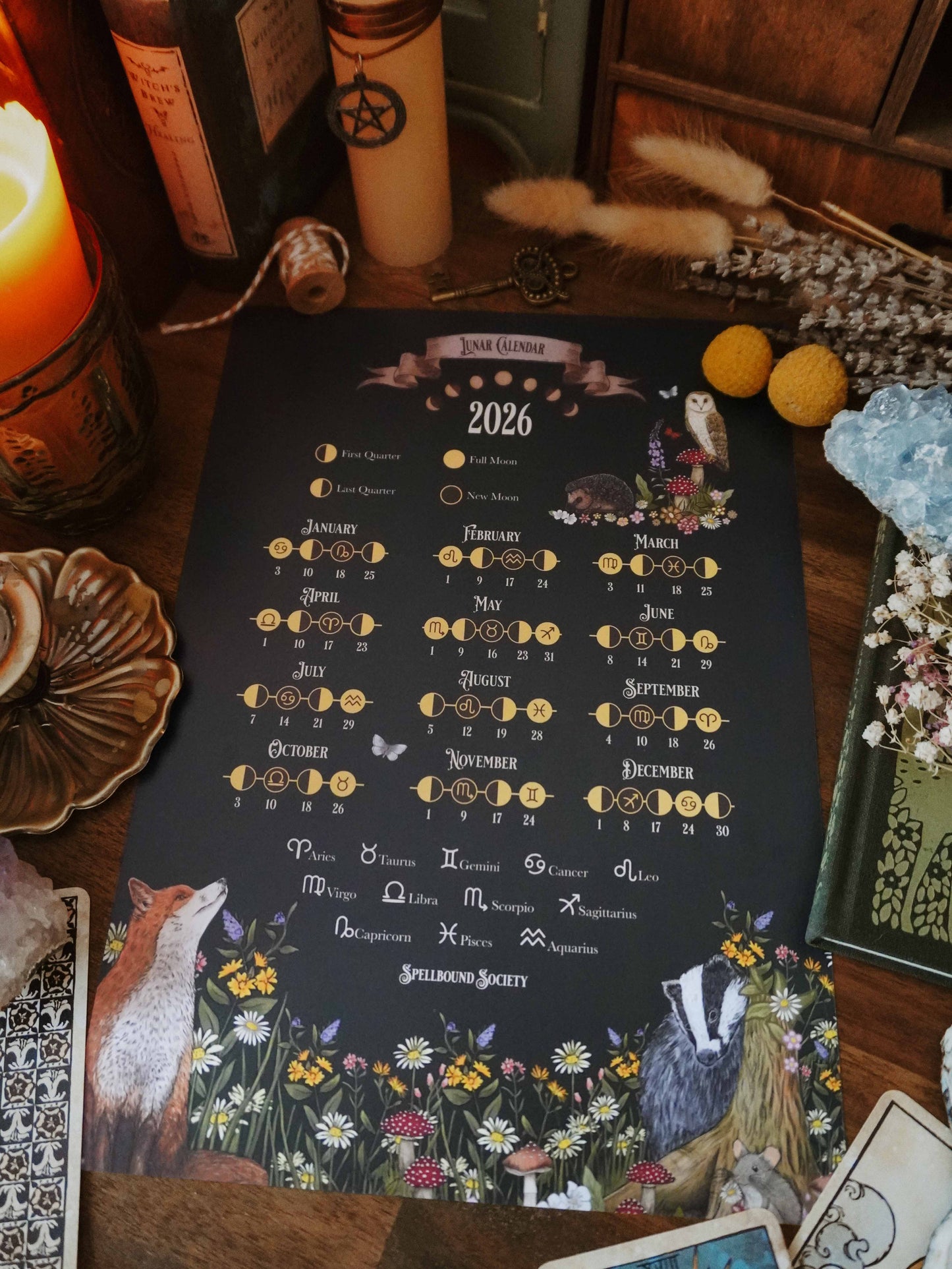 2026 Lunar Calendar Moonlight Forest