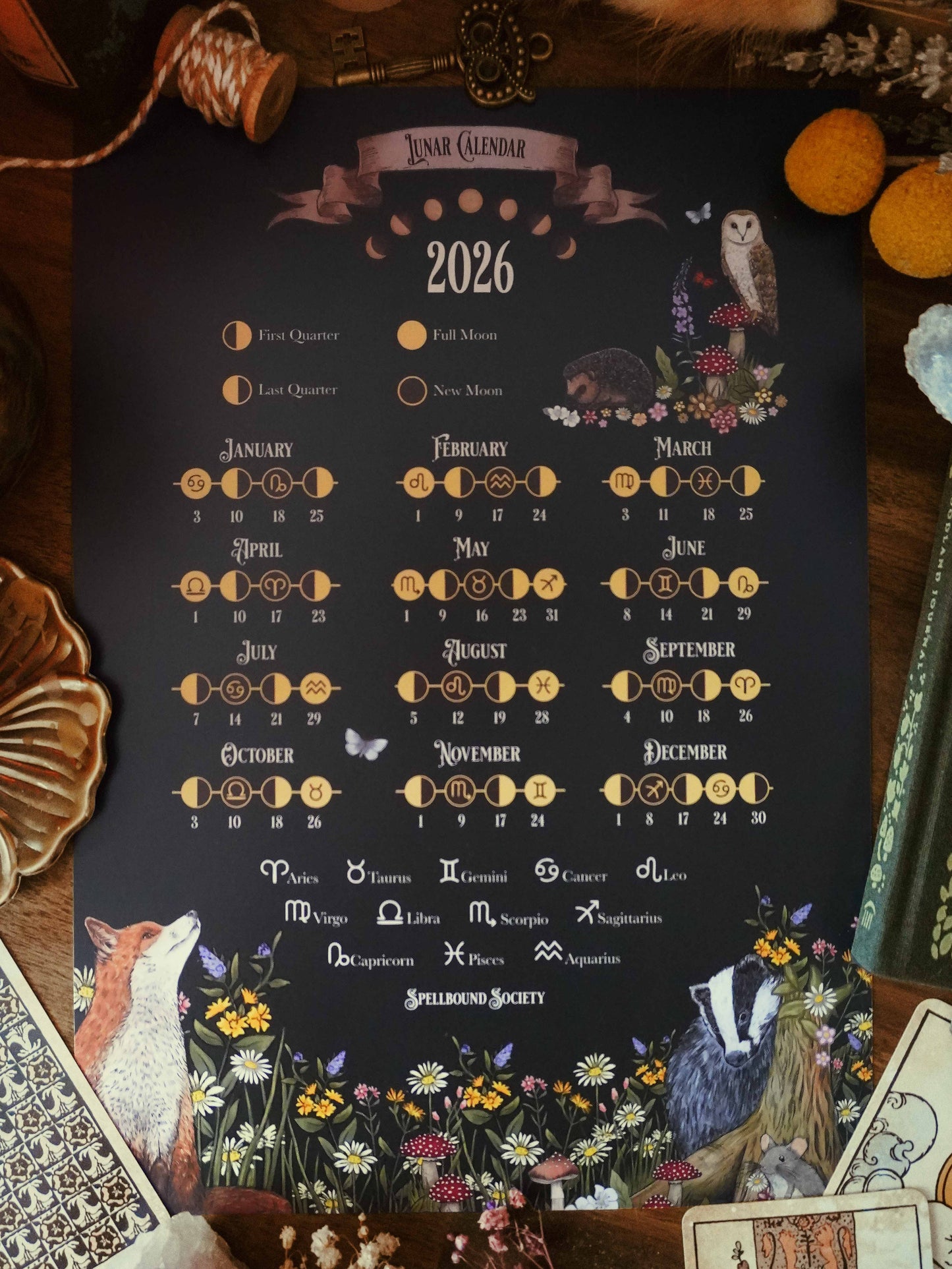 2026 Lunar Calendar Moonlight Forest
