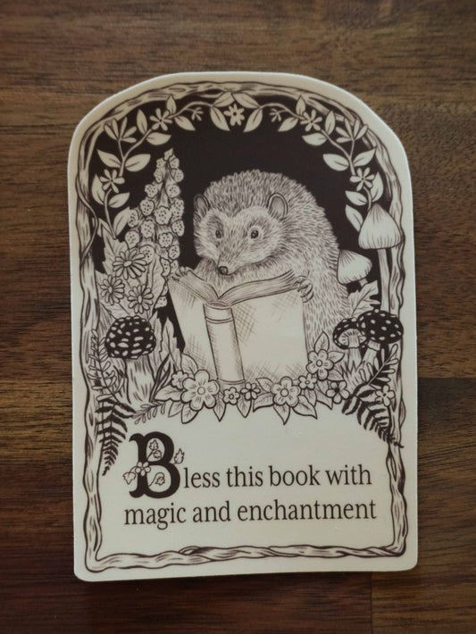 Hedgehog Book Blessing Die Cut Sticker