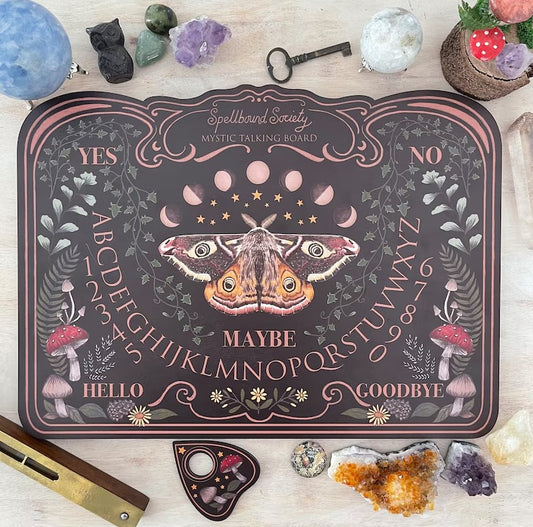 Moth and Mushroom Spirit Board - Dark Wood