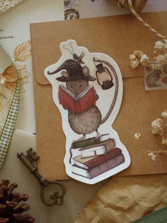 Reading Mouse Die Cut sticker