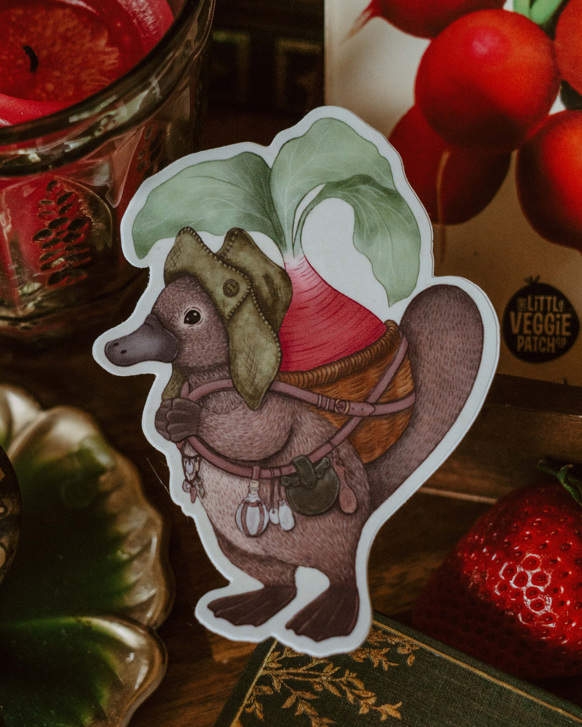 Mr Platypus and his Big Radish Vinyl Sticker