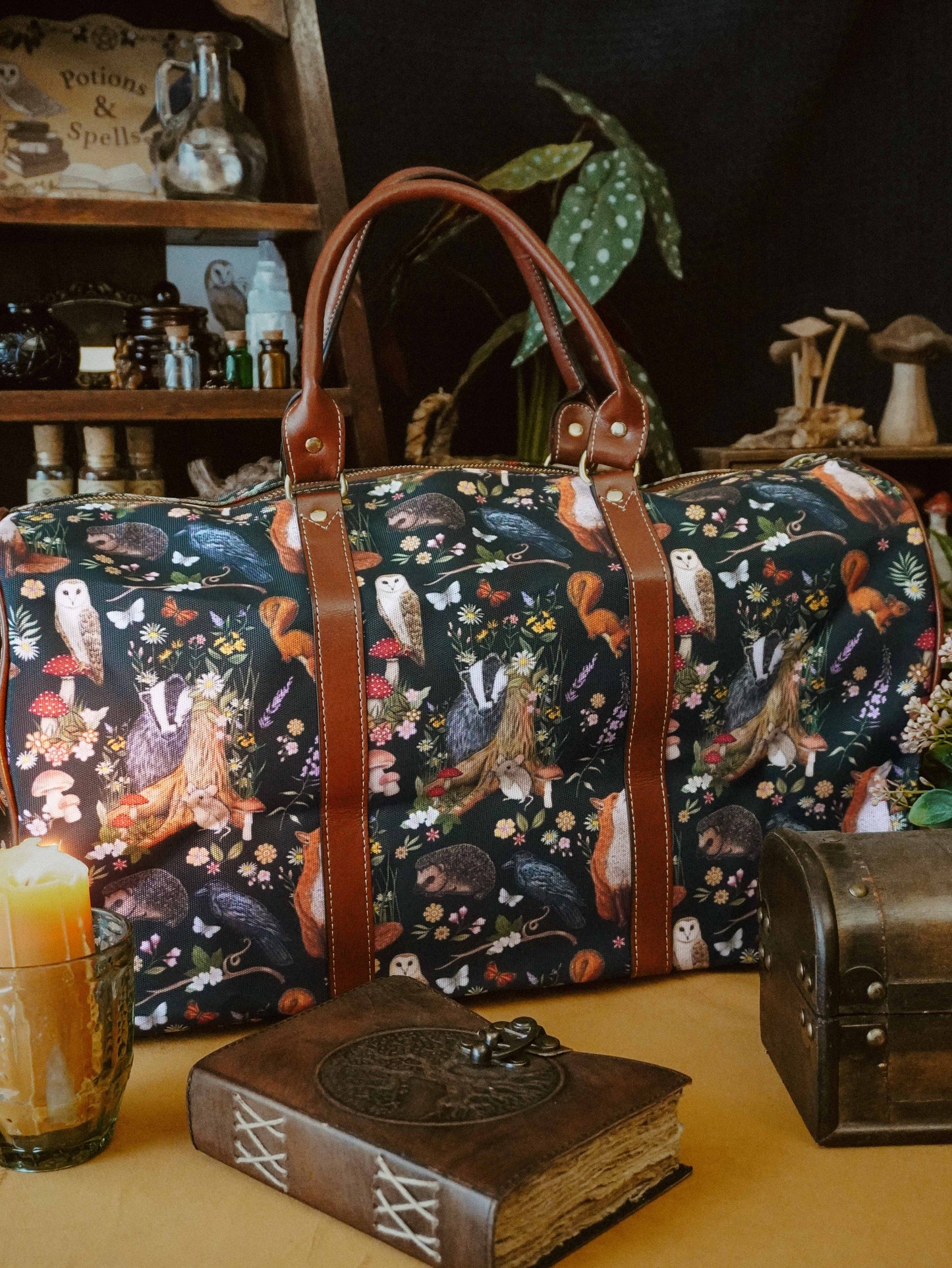 Moonlight Forest Animals Waterproof Travel Bag