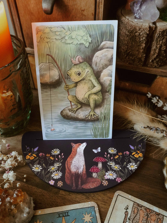 Wooden Moonlight Fox Tarot Card Holder Oracle Card Holder
