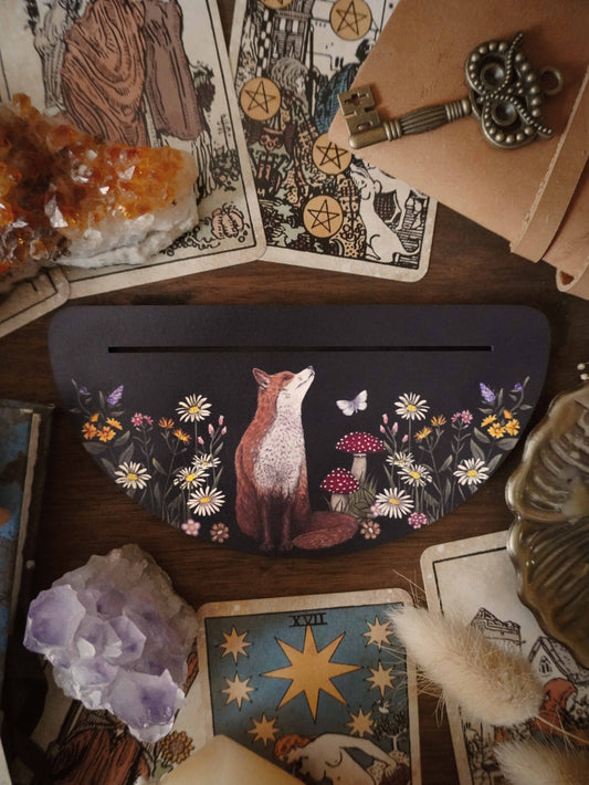 Wooden Moonlight Fox Tarot Card Holder Oracle Card Holder
