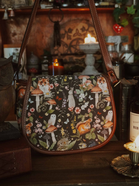 Woodland Animals - Brown Background - Saddle Bag