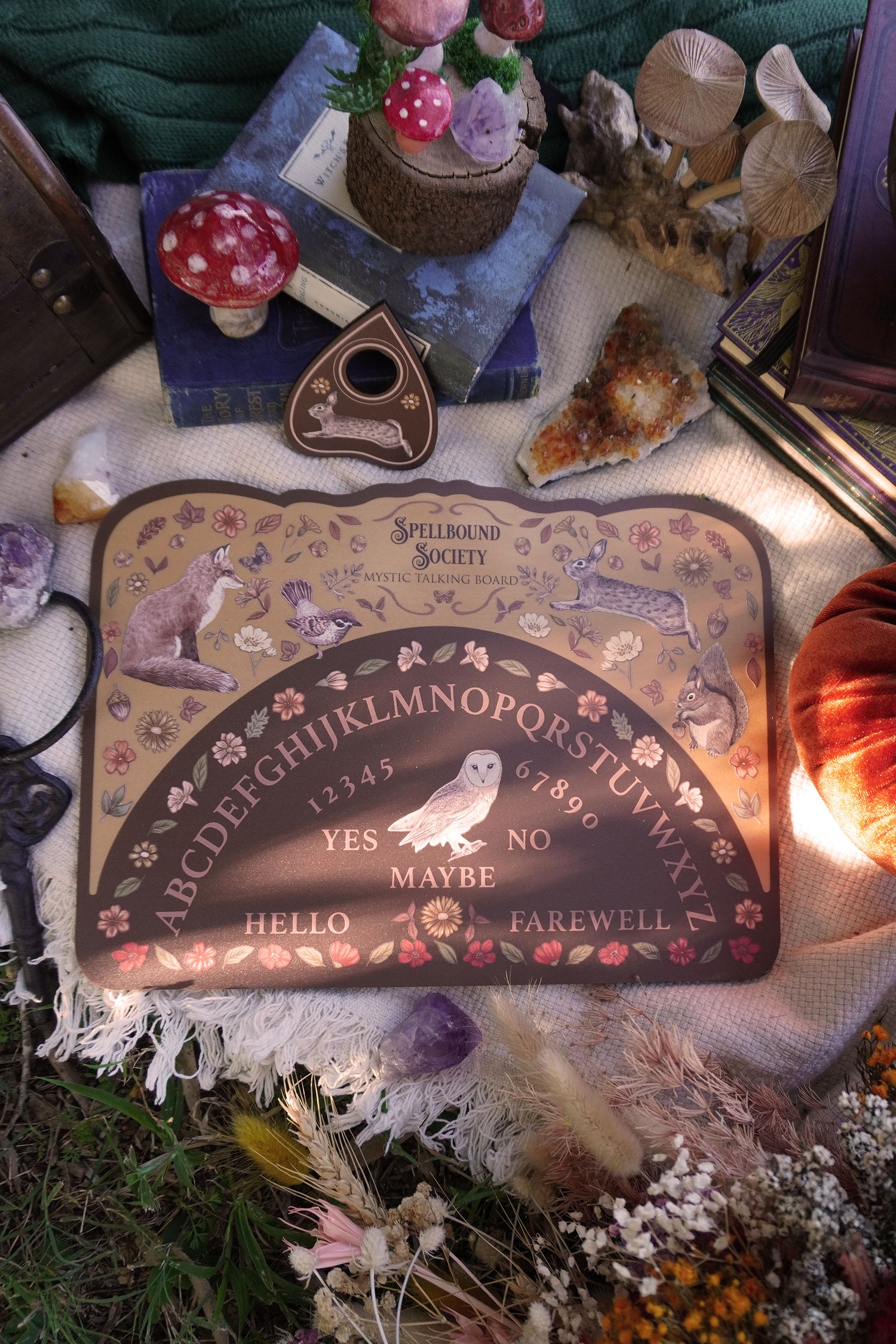 Woodland animal beautiful hand-drawn woodland animal authentic ouija board spirit board for witchcraft