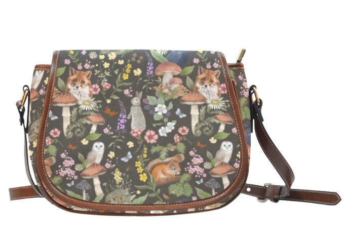 Woodland Animals - Brown Background - Saddle Bag