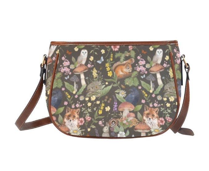 Woodland Animals - Brown Background - Saddle Bag