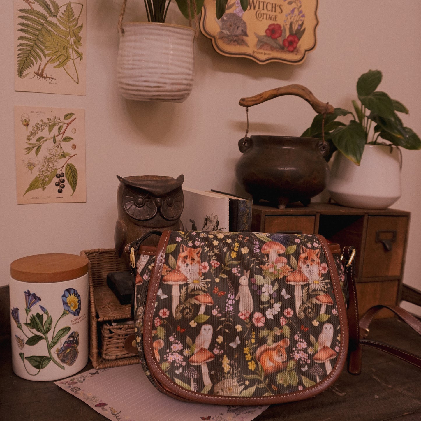 Woodland Animals - Brown Background - Saddle Bag