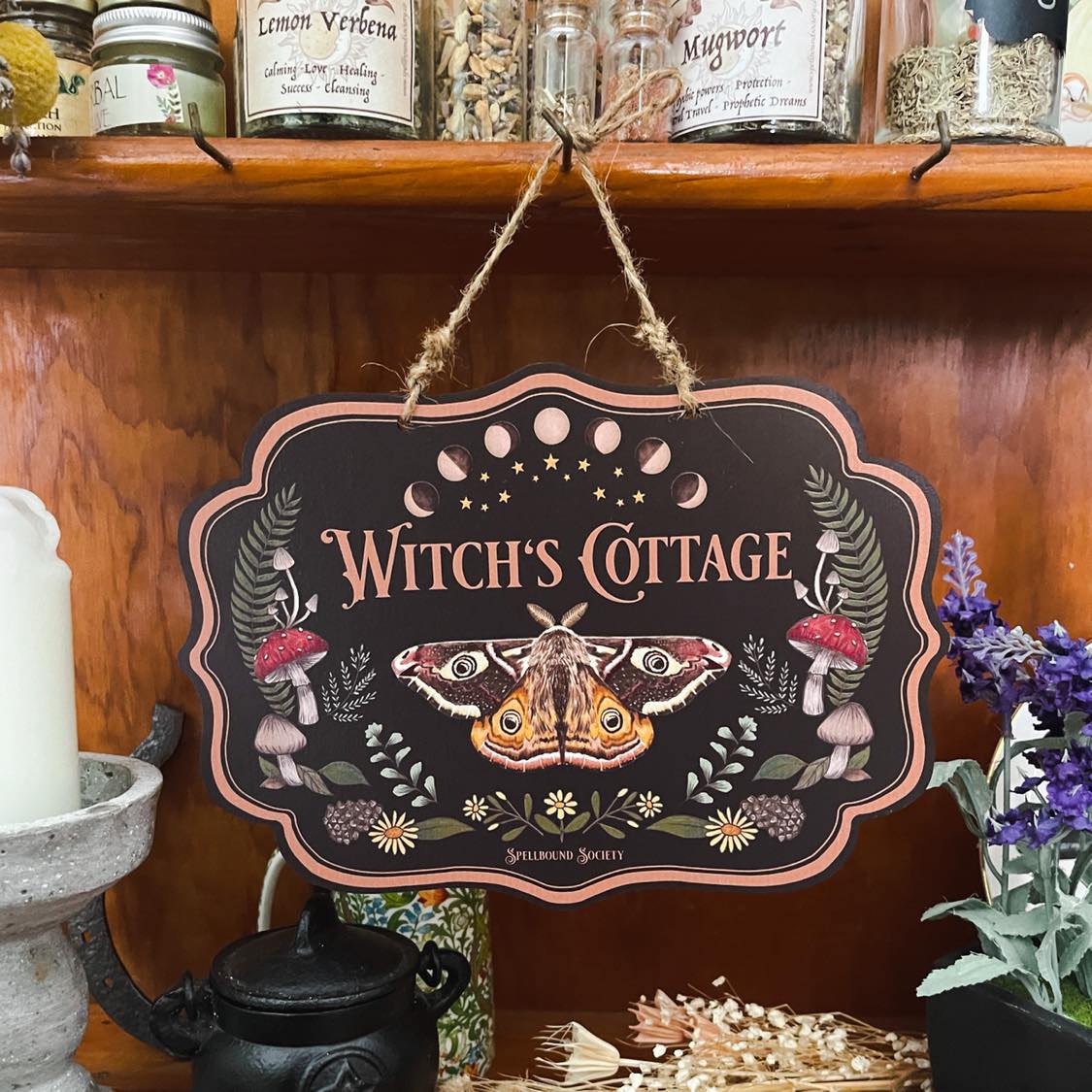 Wall Sign Witch Aesthetic Dark Moth for the Green Witch