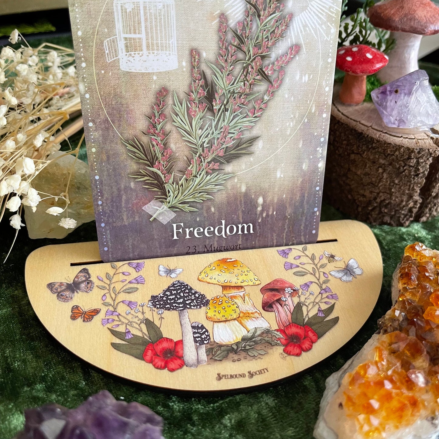 Wooden Mushroom Tarot Card Holder Oracle Card Holder