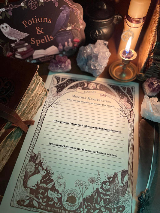 Witch printable for moon phases in witchcraft. ree Grimoire pages from Spellbound Society Witchcraft Subscription Box