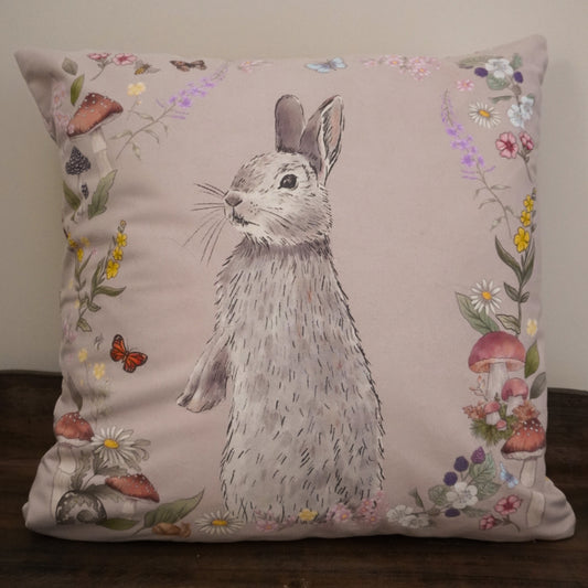 Woodland Rabbit - Wheat Background Pillow Case
