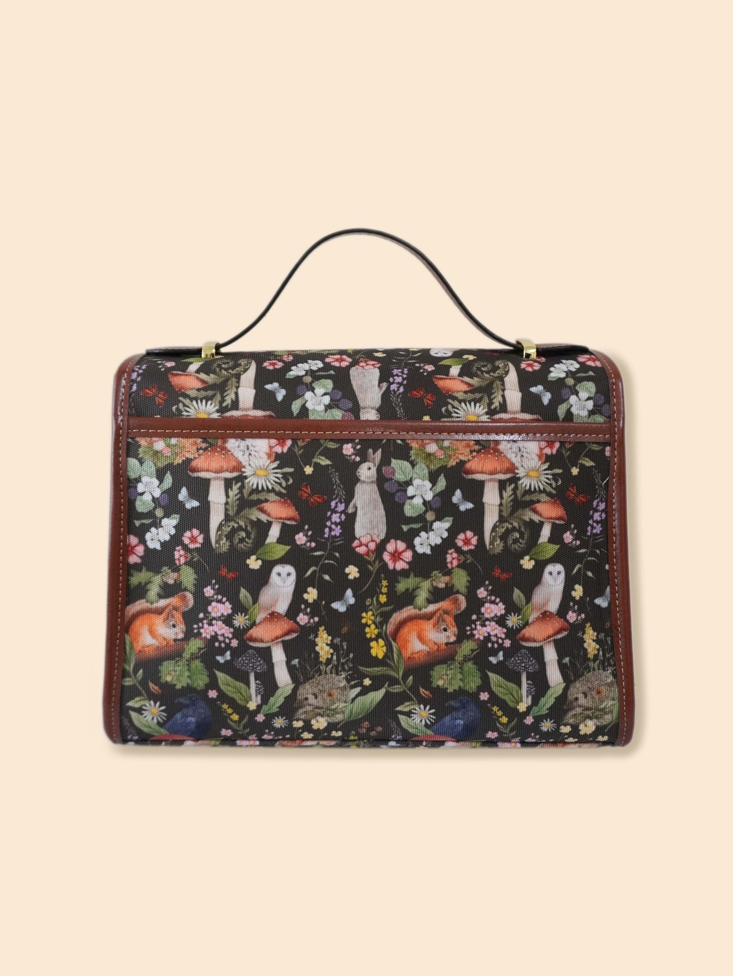 Woodland Animals - Brown background - Satchel Bag