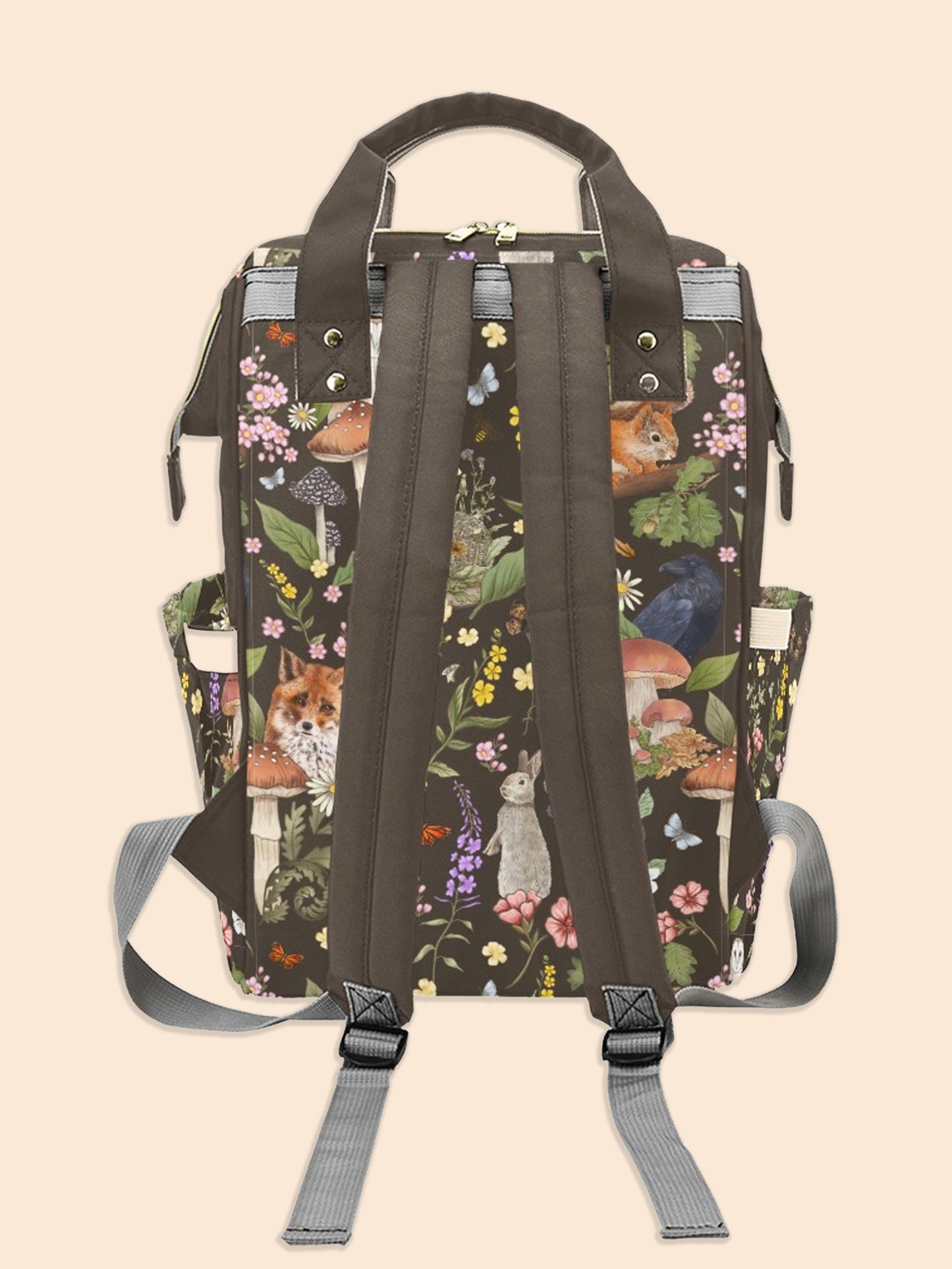 Woodland Animals Brown Backpack