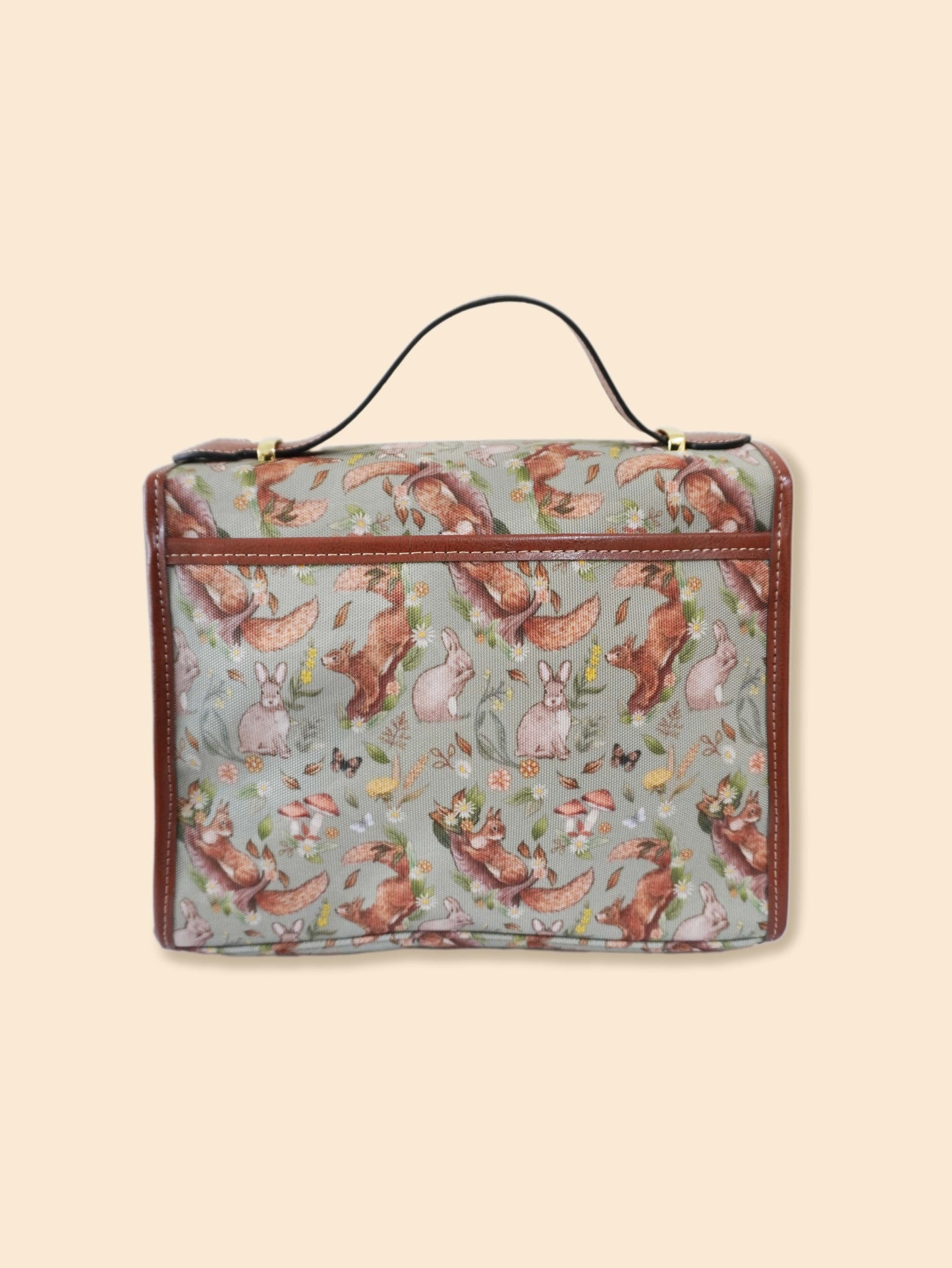Rabbits and Squirrels - Light Green Background - Satchel Bag