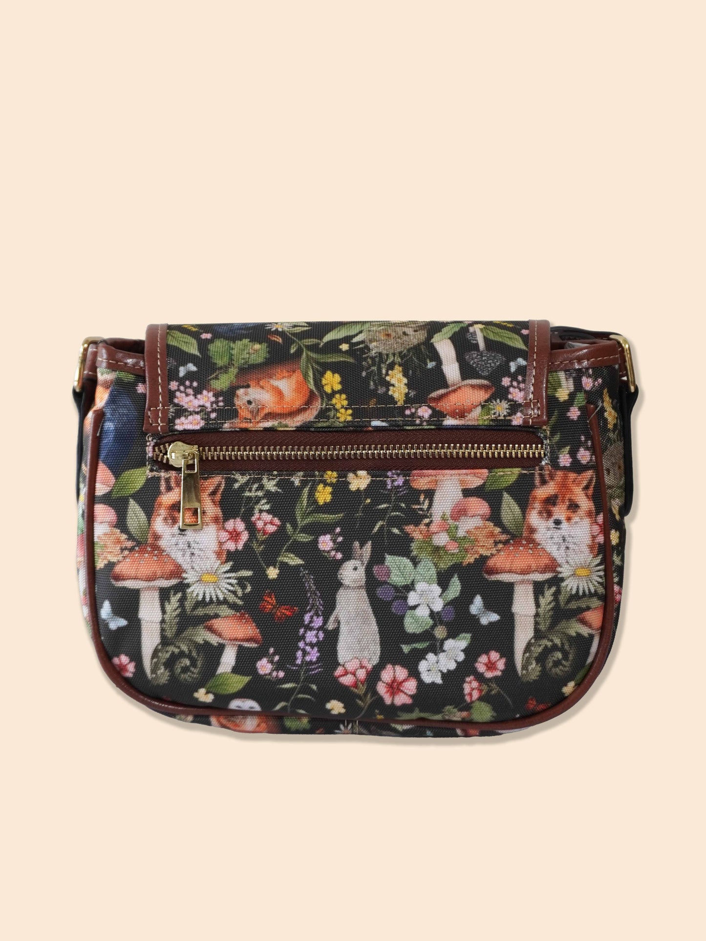 Woodland Animals - Brown Background - Saddle Bag