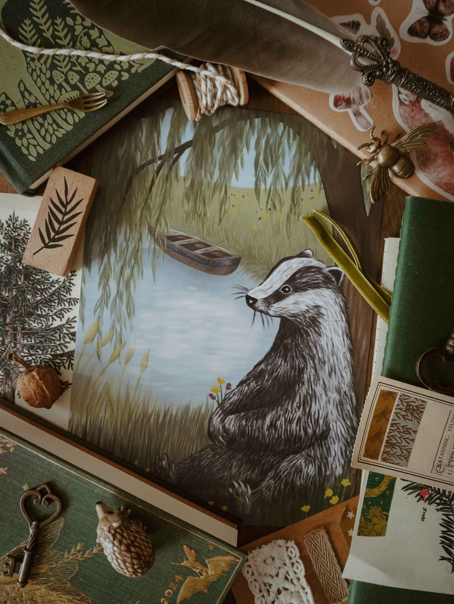 Nostalgic Badger Print