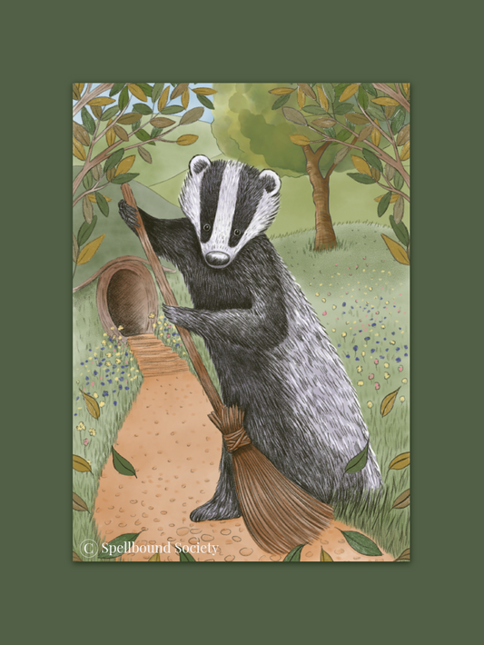 Spring Cleaning Badger Print