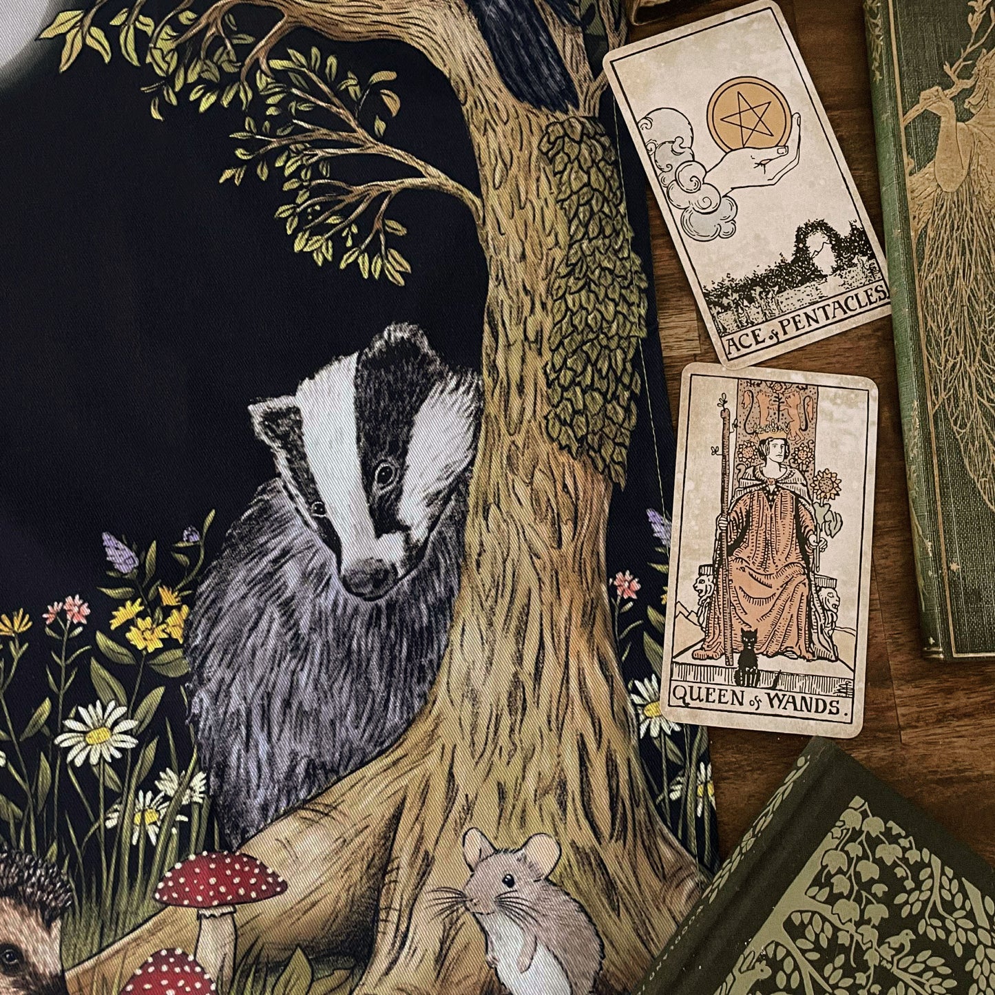 Moonlight Forest Animals Dark Blue divination reading cloth / altar cloth