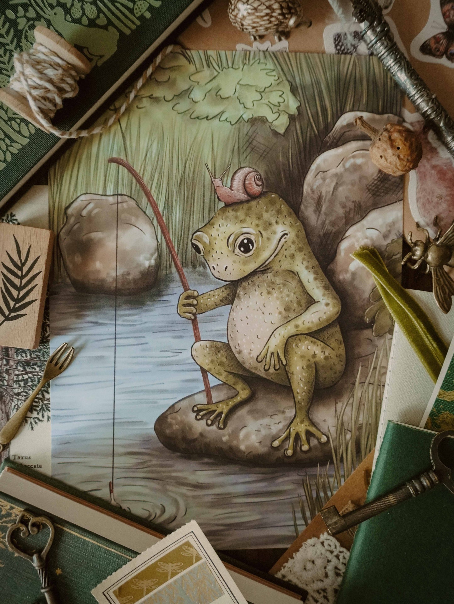 Patient Frog fishing with Friend Print