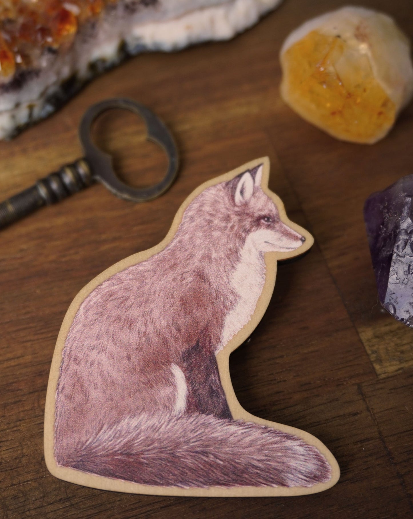 Wooden Fox Magnet