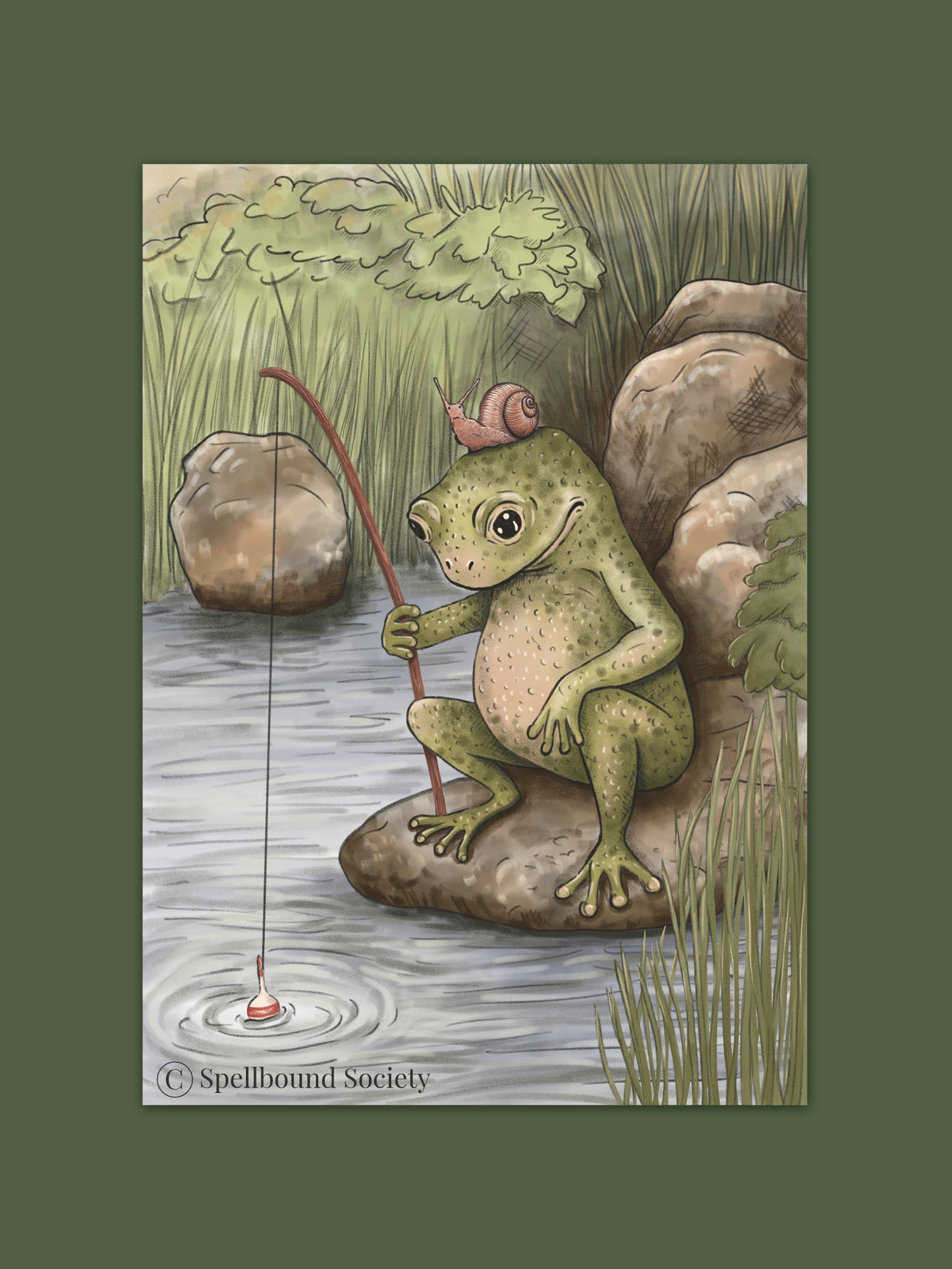 Patient Frog fishing with Friend Print