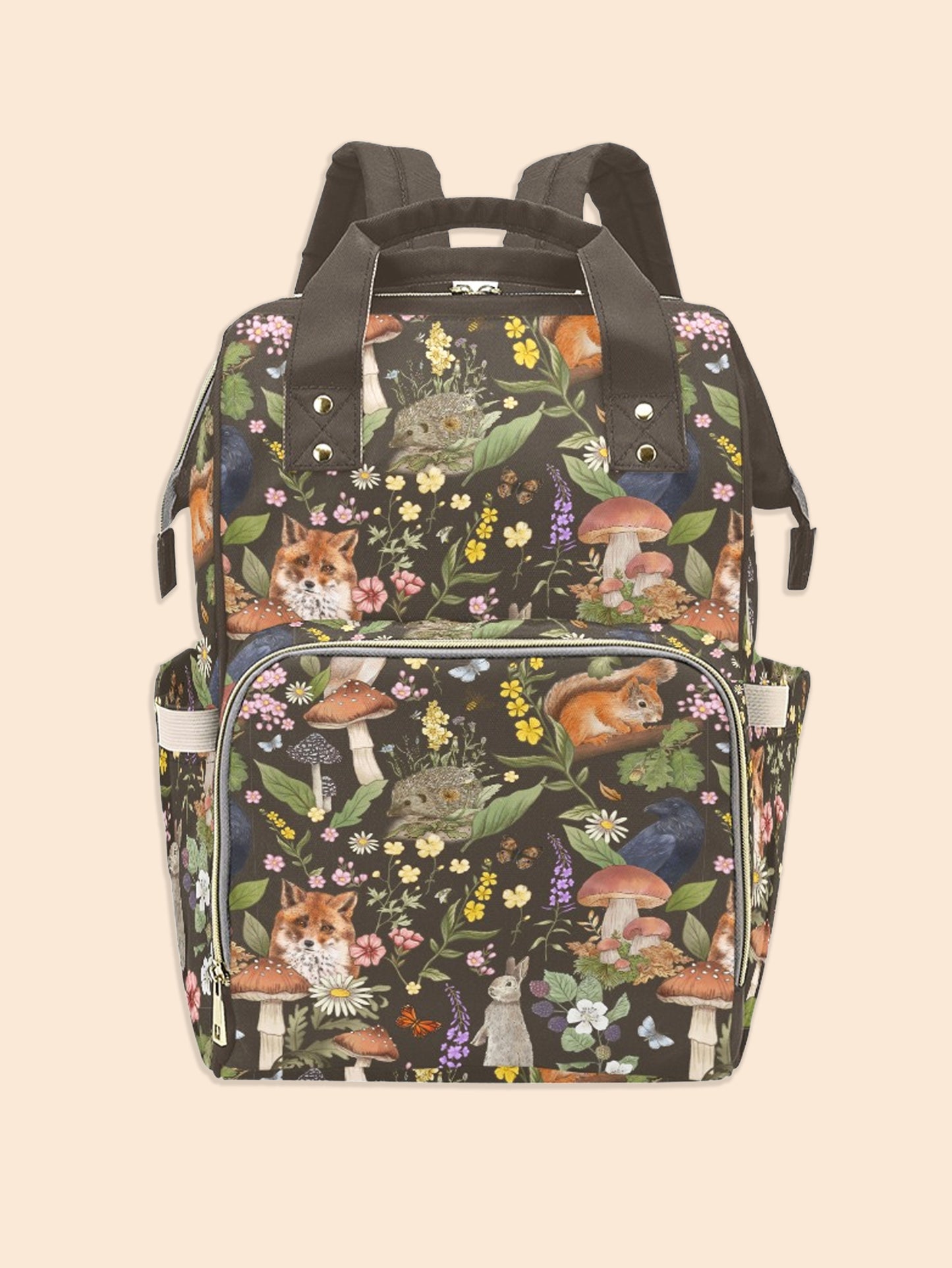 Woodland Animals Brown Backpack