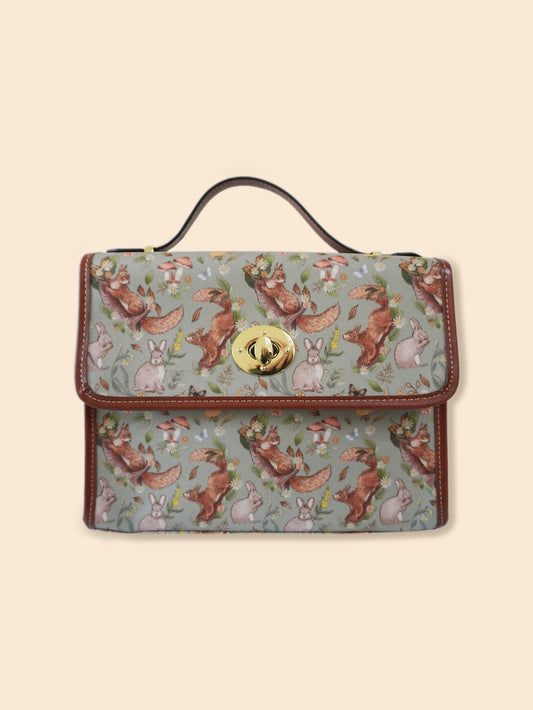 Rabbits and Squirrels - Light Green Background - Satchel Bag