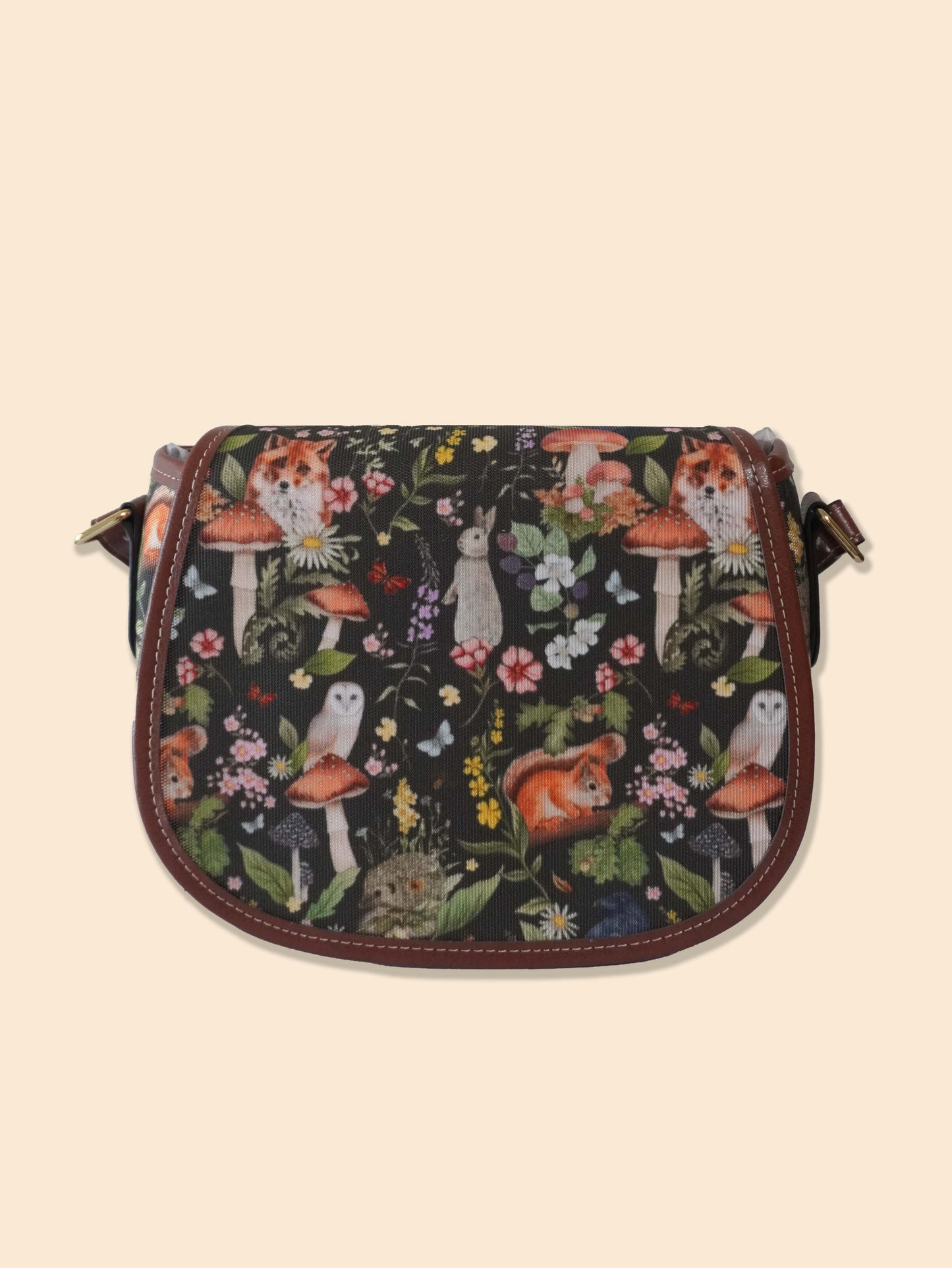 Woodland Animals - Brown Background - Saddle Bag