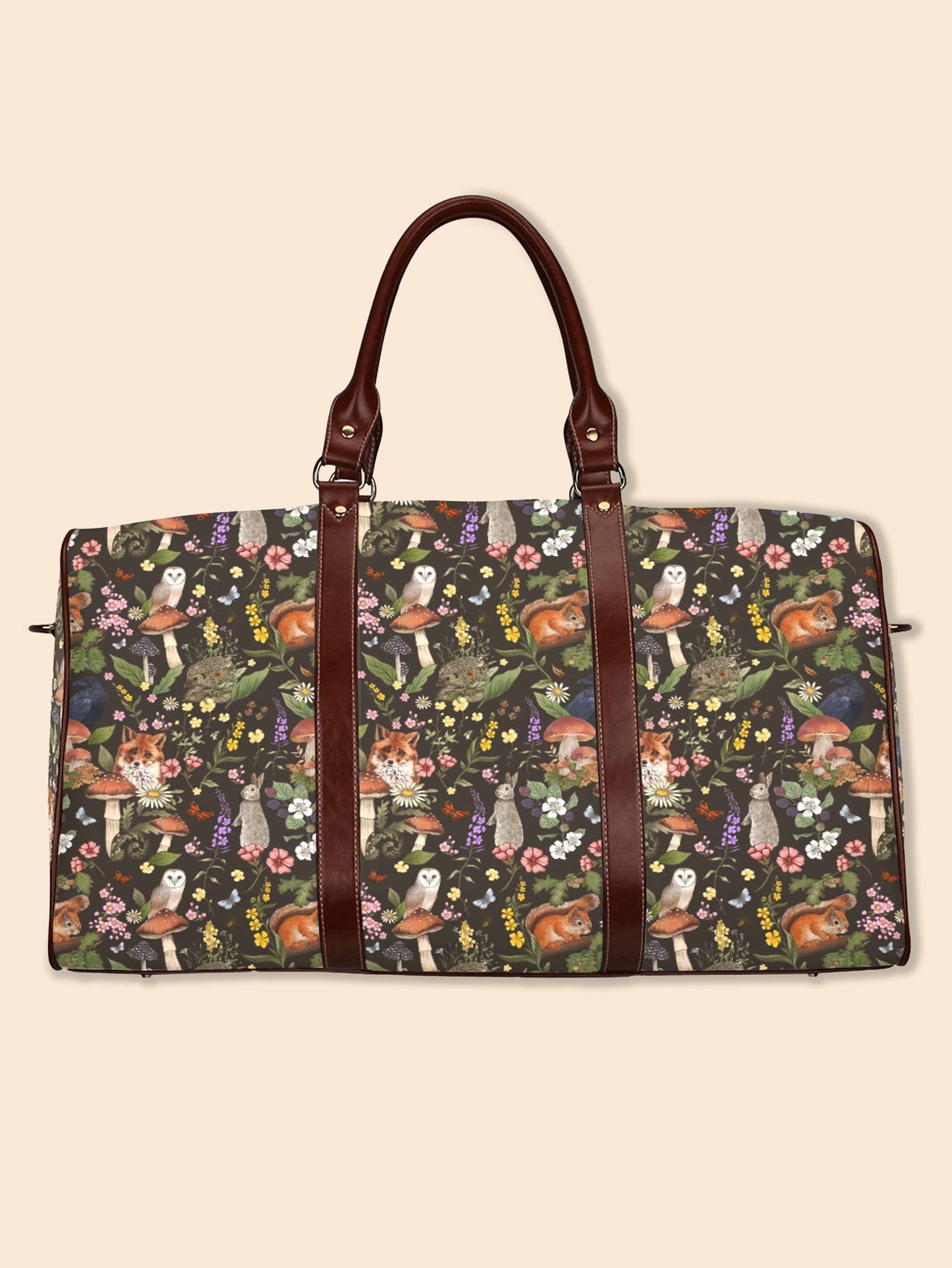 Woodland Animals Brown Waterproof Travel Bag