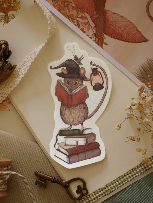 Reading Mouse Die Cut sticker
