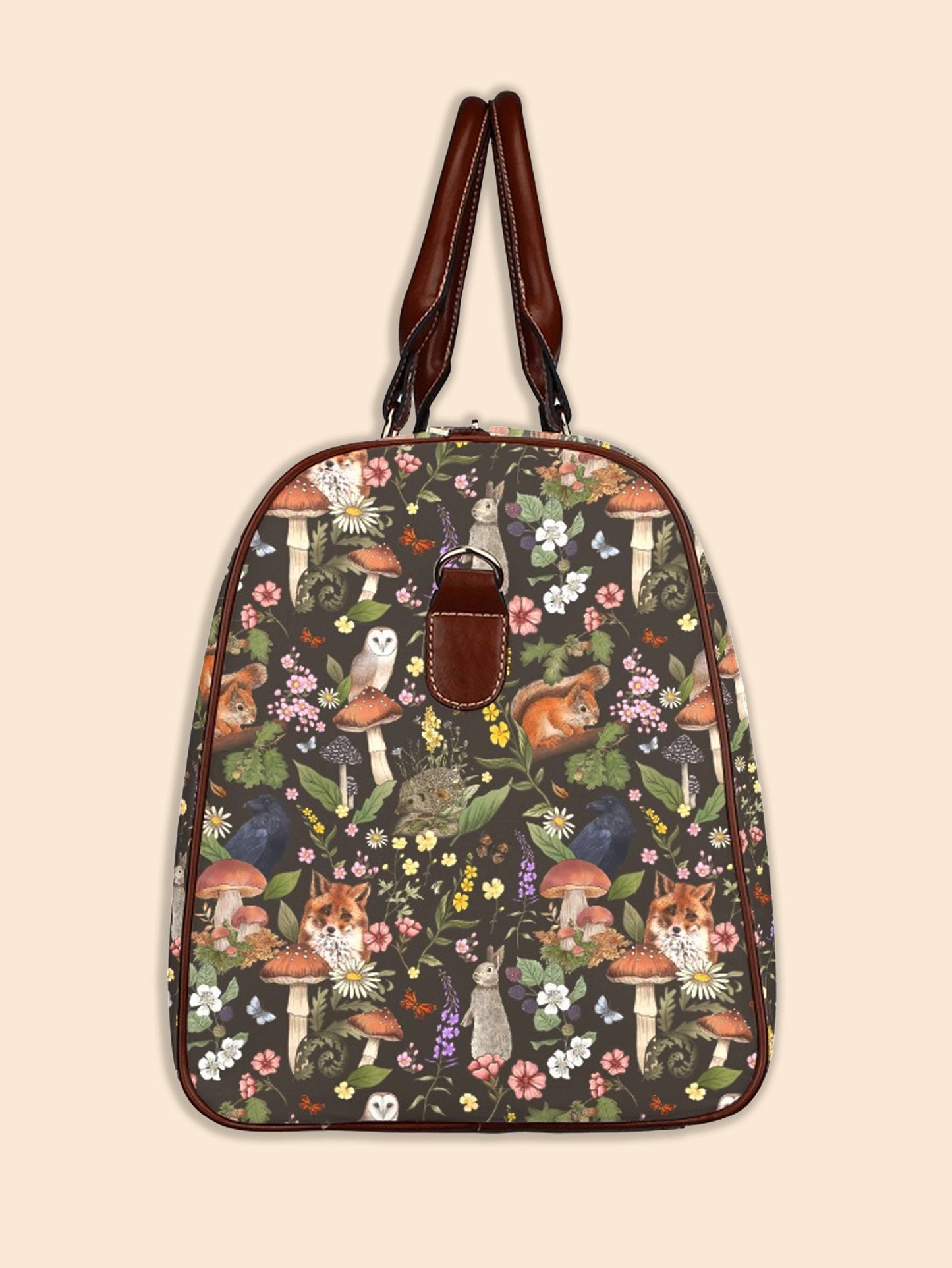 Woodland Animals Brown Waterproof Travel Bag