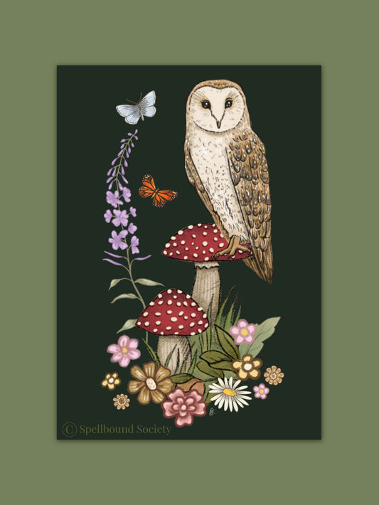 Moonlight Forest Owl Print