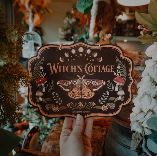 Witch's Cottage Dark Moth Wall Hanging Sign
