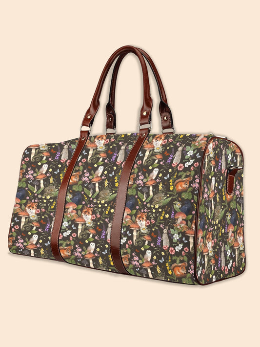 Woodland Animals Brown Waterproof Travel Bag