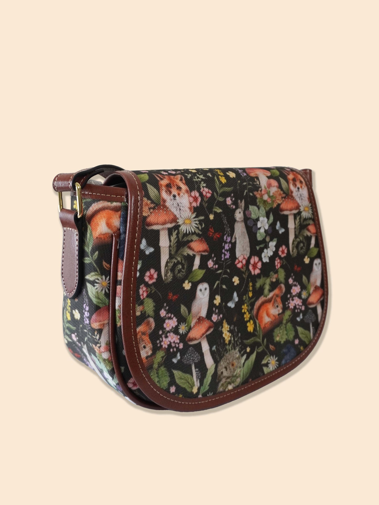 Woodland Animals - Brown Background - Saddle Bag