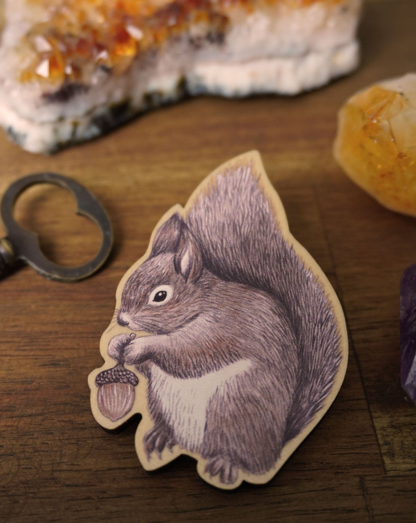 Wooden Squirrel Magnet