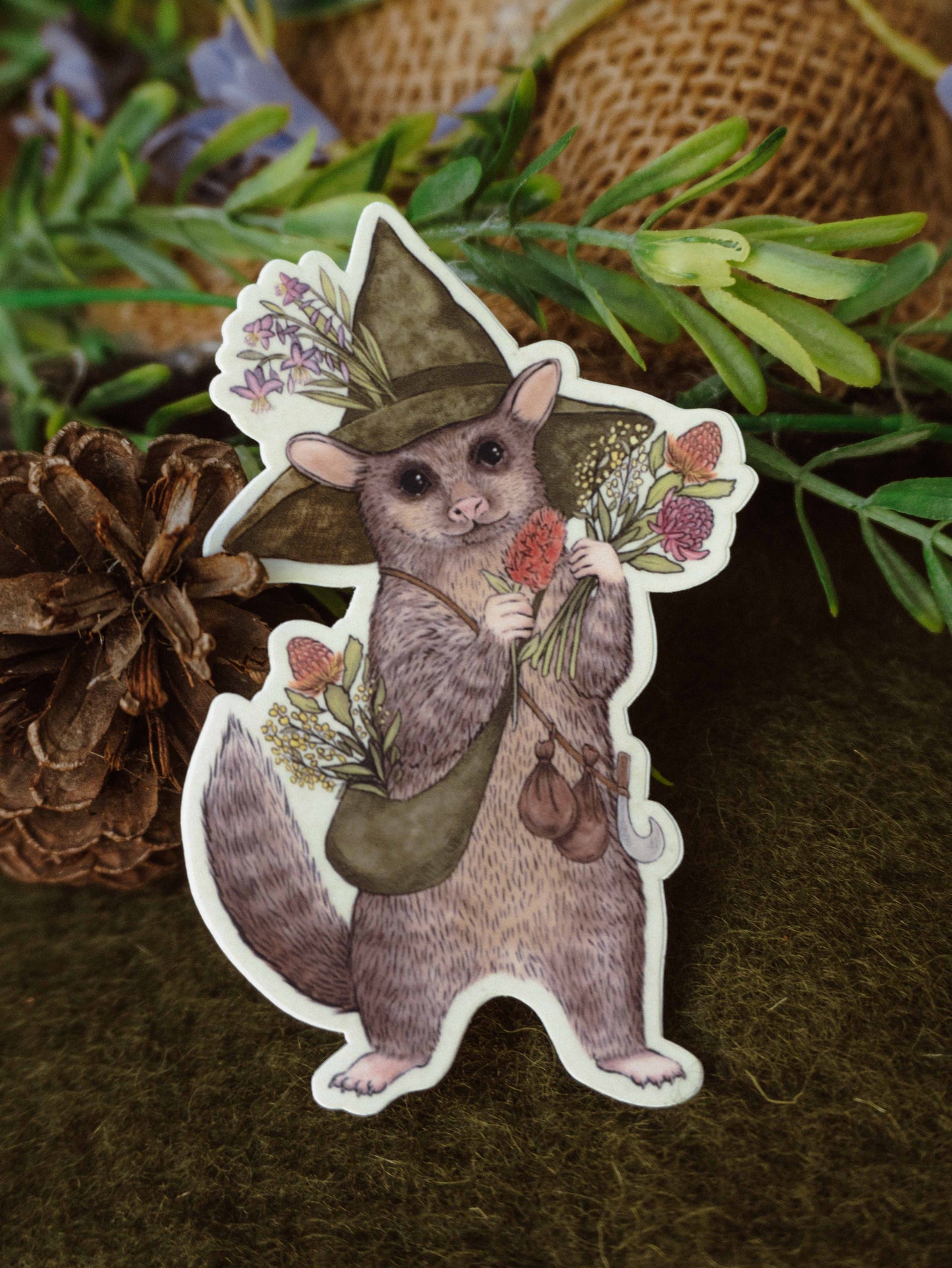 Florist Possum Vinyl Sticker