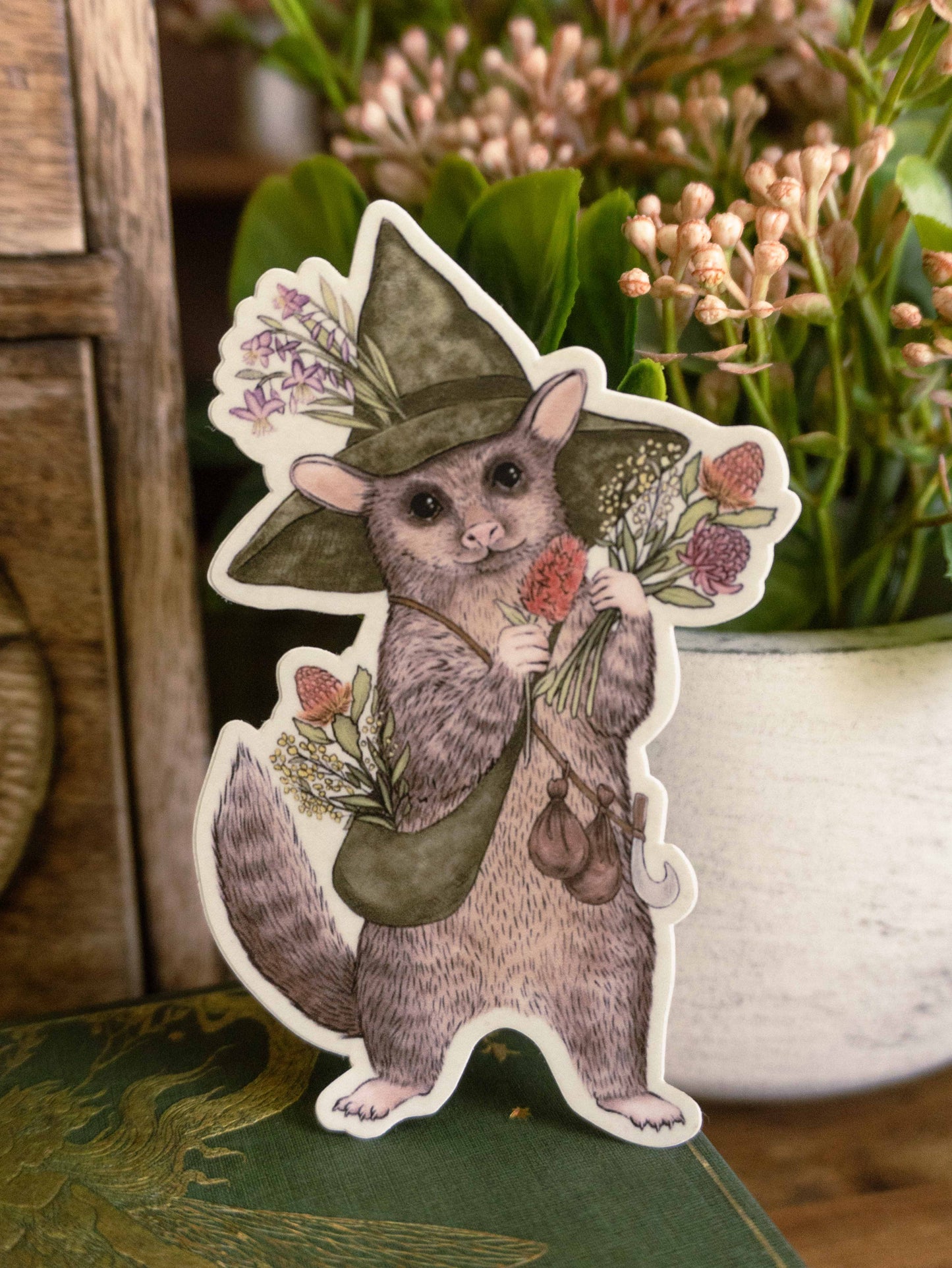 Florist Possum Vinyl Sticker