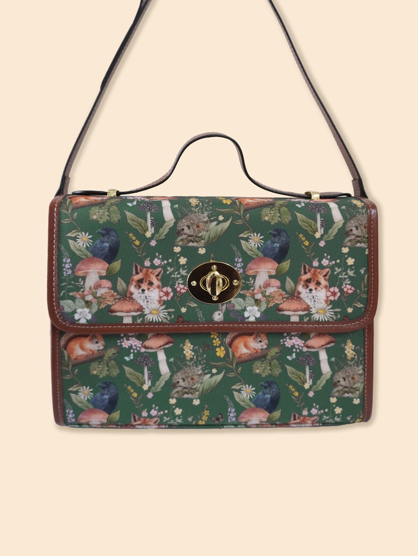 Woodland Animals - Green - Satchel Bag