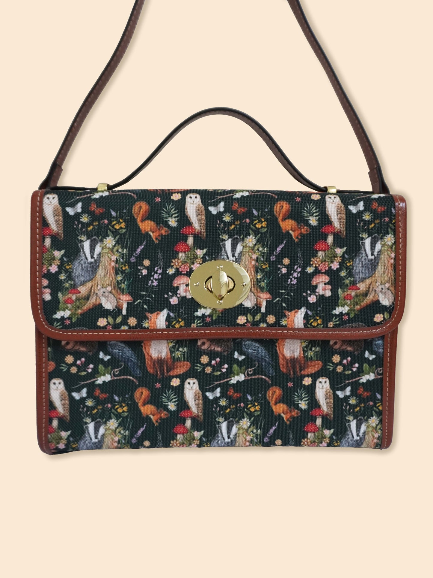 Moonlight Animals - Dark Green - Satchel Bag