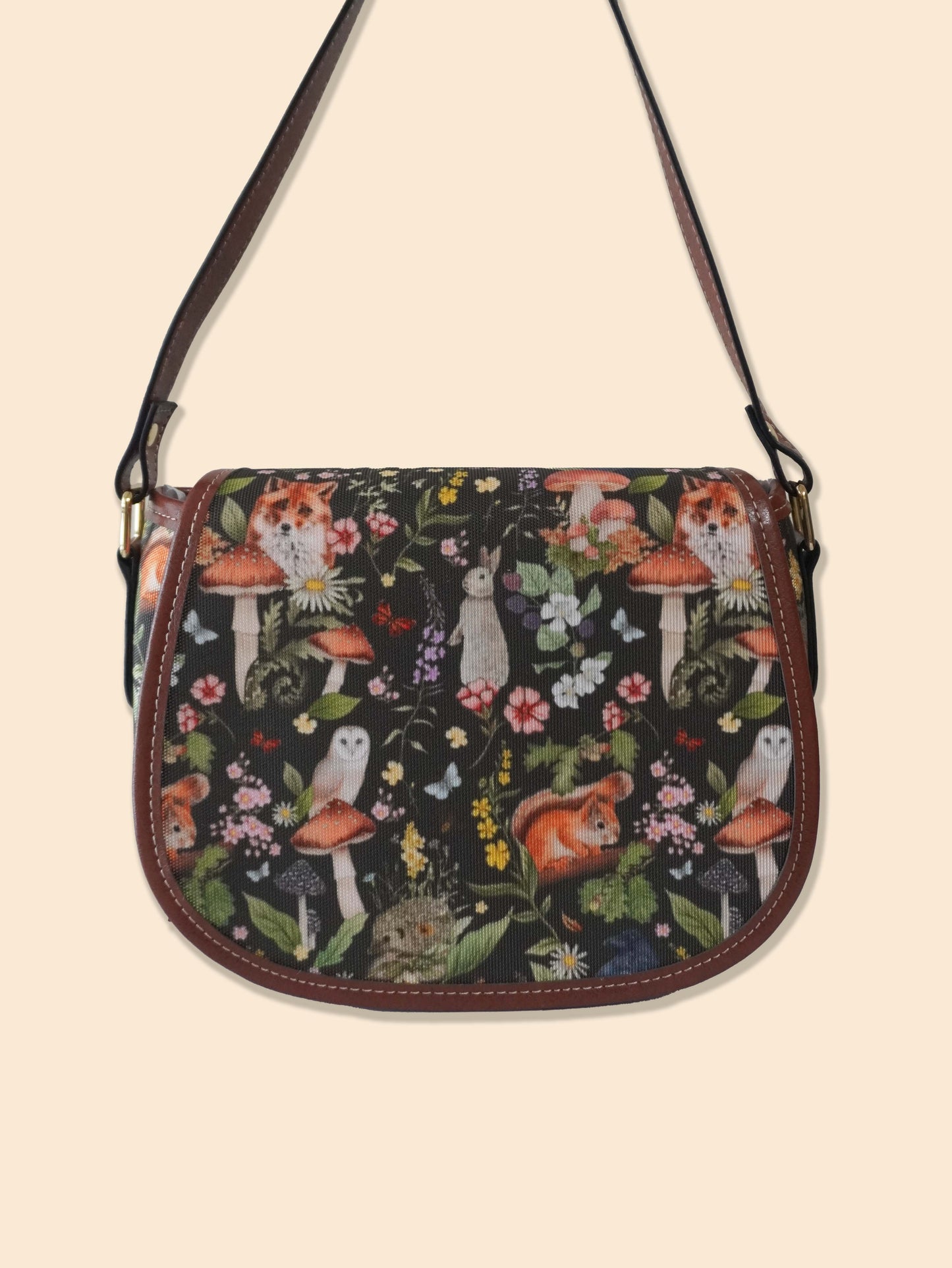 Woodland Animals - Brown Background - Saddle Bag