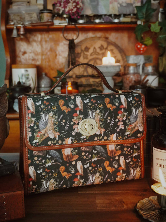 Moonlight Animals - Dark Green - Satchel Bag