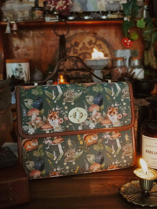 Woodland Animals - Green - Satchel Bag