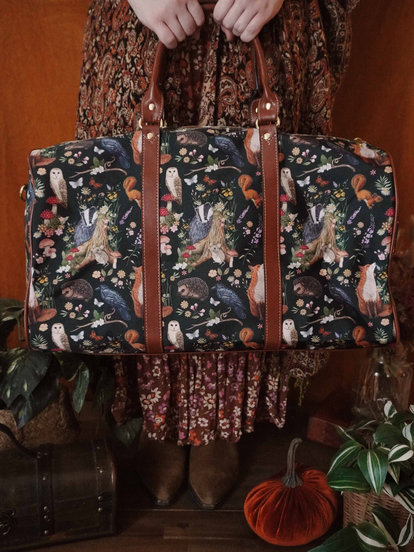 Moonlight Forest Animals Waterproof Travel Bag